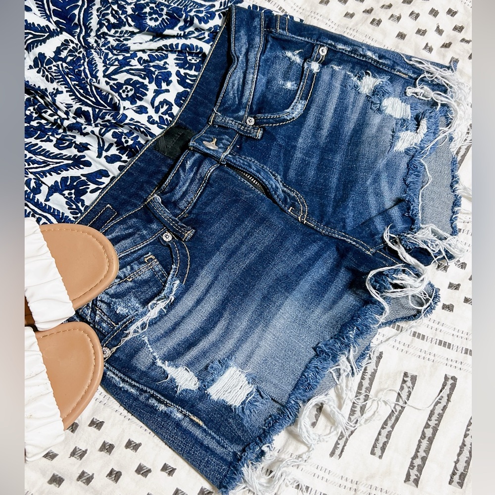 buckle black RAW hem shorts